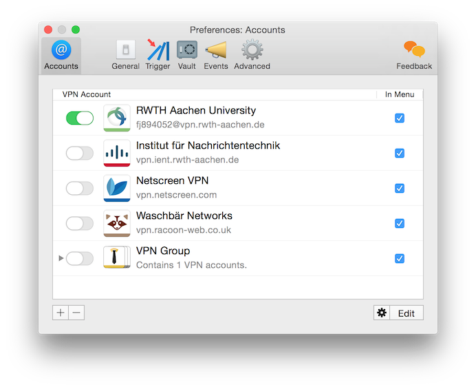 Screenshot of multiple connections, which are connected at the same time.